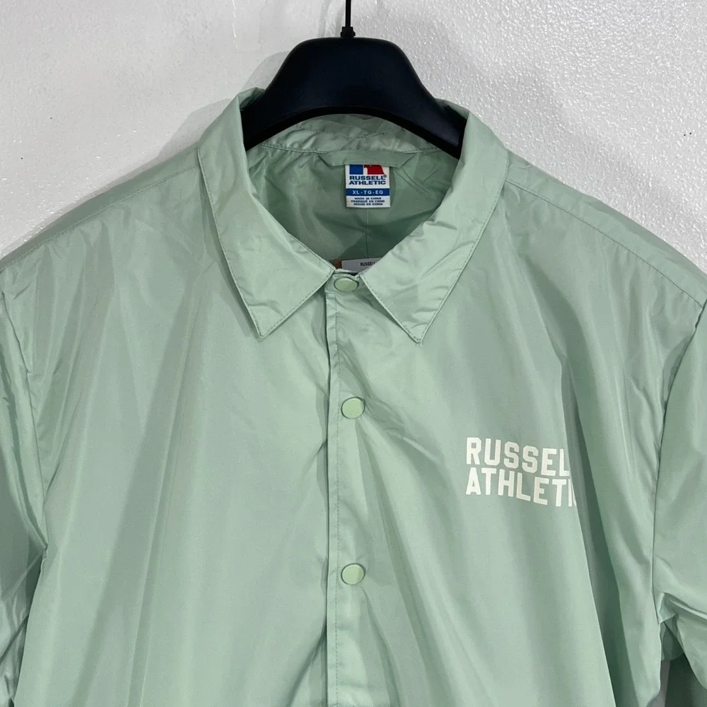 NWT Russell Athletic Coaches Jacket Mens XL Mint Green Snap Front Windbreaker‎